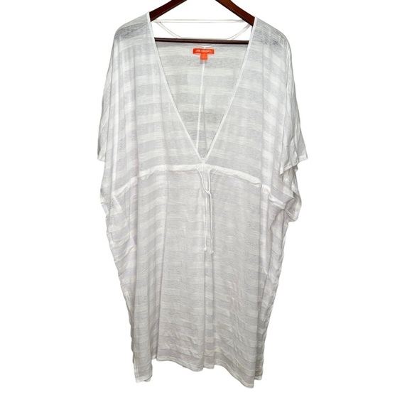 Joe Fresh Semi Sheer Vneck Striped Cover up Size 3X Vacation Travel Beach - Picture 1 of 12